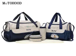 Motohood 381830cm 5pcs Baby Diaper Bag مجموعات حقيبة الحفاض لأمي للأم متعددة الوظائف منظم حقيبة Y2001075611546