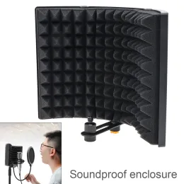 Accessories Plastic Microphone Isolation Shield 3 Panel Curved Surface Wind Screen Foldable 3/8 5/8" Threaded Foam for Recording Studio Live