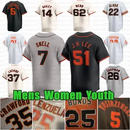 Özel Jung-hoo Lee 5 Mike Yastrzemski Beyzbol Forması Matt Chapman Blake Snell Barry Bonds Lamonte Wade Jr. Logan Webb Kyle Harrison Joey Bart Jorge Soler Hicks