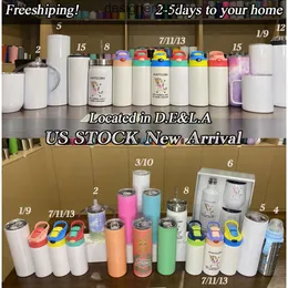 Stanleiness Local Warehouse SubliMation Tumbler 15 20 30oz Straight Skinny Glow in Dark Cups Sippy Cup Handle Mug Press Bullet Tumblers Doublewall rostfri S 2R7I