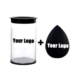 25st Custom Black Beauty Egg Cosmetic Blender With Box Make Up Private Label Latex Free Clear Box Sponge 240329