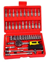 46pcs Tools Socket Set Automobile Motorradauto -Reparaturwerkzeug Präzisions -Ratschenschlüssel -Hülle Hardware Kit Box2764773