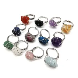 Jóias charme vintage Novo anel de ágata de pedra cru personalizada para mulheres para mulheres Ajuste de jóias de engajamento de cristal colorido Bijoux por atacado