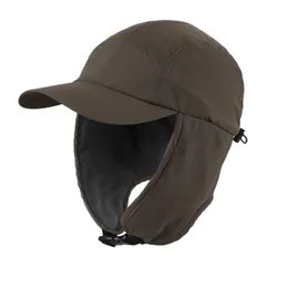 Stingy Brim Chapéus Connectyle À Prova D 'Água Mens Mulheres Inverno Chapéu Soft Fleece Forrado Leve Earflaps Visor Chapéu Quente Ao Ar Livre Baseball Trapper Hat Q240403