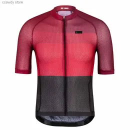 Men's T-Shirts 2024 new climbers summer short seve cycling jerseys road shirt Aero fit open cell mesh fabric custom H240407