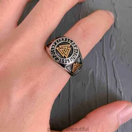 Personalized Viking Celtic Knot ring stainless steel mens triangle symbol pyramid ring