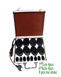 Sağlıklı Yaşam 16 PCS Set Masaj Taşları Masaj Lava Doğal Taş Seti Spa Spa Kaya Basalt Taş Isıtıcı Box5484179