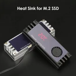 Pads M.2 SSDHeatSink Cooler с турбо охлаждающим вентилятором Цифровой температурный дисплей для 2280 22110 NVME NGFF M2 Solid Dist Drive