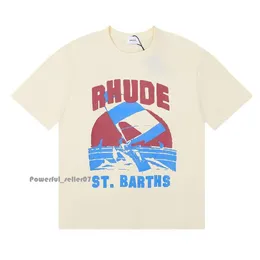 Rhude Shirt Ins Het Spring Summer TシャツAmerican Luxury Rhudes Skateboard Mens DesignerTシャツ女性男性カジュアルグッドルードTシャツ3607