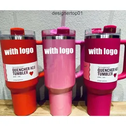 Stanleliness US Stock THE QUENCHER H20 40OZ Mugs Cosmo Pink Parade Target Red Tumblers Insulated Car Cups Stainless Steel Coffee Termos Barbie Pink Tumbler Vale 0ZX3
