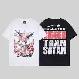 Hellstar Designer Mens T Shirts 2024 ENTRO PRIMA PRIME NUOVA American High Street Trendy Brand Star/Angel Art Text Pattern Hip Hop Print T-shirt