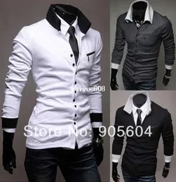 Novo Cardigã Casual Casual de Fashion 2014 Botões Slim Fit Botões Mangas Longo Nit Cregodizador Man Camisa Polo Tops BLUSES1970876