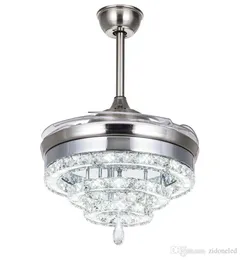 Luci da ventola del lampadario in cristallo a LED Luci invisibili Crystal Crystal Crystal Soggiorno ristorante Ventola moderna a soffitto da 42 pollici con REMO1402934