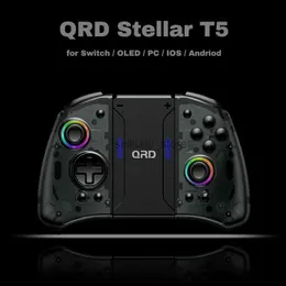 Spielcontroller Joysticks Qrd Stern T5 Wireless JoyPad für Switch/Lite/LED-Hall-Effekt Joystick 8-Farben-LED-Leuchten programmierbarer Turbo und Makro Q240407 geeignet