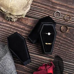 Schmuckbeutel schwarzer Sargringkasten Display Halter Anhänger Halskette Geschenk H9ED