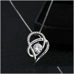 Pendant Necklaces Heart Crystal Chain Necklace Mother Daughter Aesthetic For Women Family Jewelry Christmas Gift7406585 Drop Delivery Otk0D