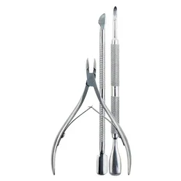 Set taglio a clip per cutter da 3 pezzi in acciaio inossidabile perguticole per unghie cucchiaio cucchiaio per le unghie per le donne strumenti di rimozione della pelle per donne