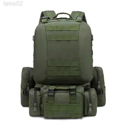 Worki wielofunkcyjne 50L taktyczny plecak męski Waterproof 4-in-1 Molle Sports Bag Outdoor Traving Army Fishing Notebook YQ240407