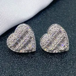 S925 Sterling Silver Gold Plated Pass Test GRA Moissanite Diamond Heart Studs Earrings Nice Gift for Men Women Moissanite Earrings