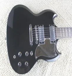 Custom Shop Tony Iommi Signature SG Metal E -Gitarre Schwarze Lack Finshebony Fingerboard Eisenkreuz weißer Mop -Unaus -Spiegel 2399000