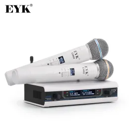 Mikrofone EYK E3002 Professionell UHF Karaoke Wireless Mikrofonsystem Langstrecke Dual Metall -Handheld -Mikrofon mit Stummschaltfunktion