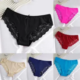 Calcinha feminina mulher mulher renda sexy algodão sem costura de cintura baixa lingeria lingerie lingerie coloras de cor sólida femme time