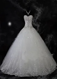 Sparkling Perlen Crystal 2019 Hochzeit Brautkleider Spitze Strass und Größe Robe de Mariage Ballkleid Brautkleider Vestido DE2771048