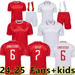 2024 Дания Футбольный Джерси 24 25 Евро Эриксен Дом Red Away White Kjaer Hojbjerg Christensen Skov Olsen Braithwaite Dolberg футбольные рубашки 888888