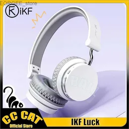 Cell Phone Earphones Ikf Luck Bluetooth Wireless Earphone Over Ear Noise Reduction Headset Hifi 3D Surround Sound Effect Dynamic Headset Lightweight Y240407