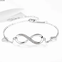 Pulseira de estilo de prata esterlina 925 para mulheres com braceletes de símbolos ilimitados versátil presente IA3D