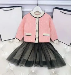 Children clothing sets girls knitted cardigan nosleeved skirts princess mesh dresses baby suits skinfriendly comfortable kids c6648722