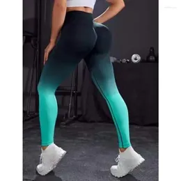 Kvinnors leggings sömlös lutning yoga kvinnor fitness gym hög midja bulift stickning modesport cykling tights tights