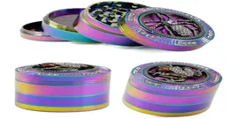 Grinder de arco -íris de liga de zinco 4 camadas Greante de erva de gelo, 52 mm de diâmetro, sapo -aranha -aranha Shape Herb Grinders Tobacco Crus2377874