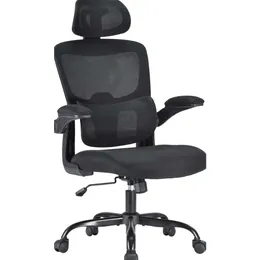 Cadeira ergonômica da mesa de back office com apoio de cabeça ajustável e suporte lombar - perfeito para uso em casa e no escritório - cor preta