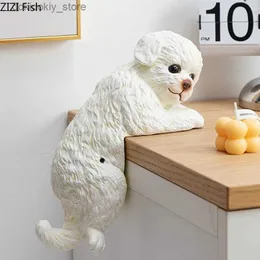 Arts and Crafts Indukcja Wokalne ozdoby rzeźby zwierząt emulacja Bichon do wejścia wyposażenie posąg Miniatury Dekoracja Craftsl2447