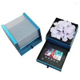 Gift Wrap Acrylic Greeting Card 7 Inch LCD Video Flowers Box Mp4 PlayerMemory Handmade Souvenir For Birthday Wedding Valentine's Day