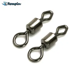 Rompin 50pcslot round and diamond eye rolling swivel fishing tackle fishing accessory swivels Fishing Connector4933419