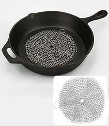 Cast Iron Cleaner 304 rostfritt stålkedjedmail skrubber för gjutjärn Pan Preseonged pannor holländska ugnar våffla järnskrapa7855730