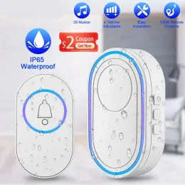 Campainha sem fio Porta sem fio 39 Música LED Flash Security Alarm Outdoor IP65 Impermeável Home Smart Home Intelligent Door Bell Chime Kit