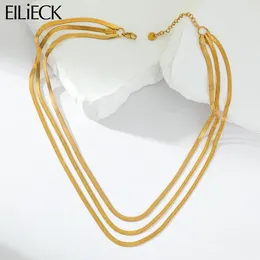 Łańcuchy Eilick 316L ze stali nierdzewnej Złoty kolor Naszyjnik dla kobiet dziewczyna moda wodoodporna 3 -warstwowa biżuteria