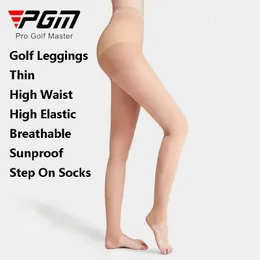 PGM Frauen hohe Taille Golf Leggings Lady Sonne Proof Ice Seide Lange Bein Socken Mädchen High Elastic atmable Pantyhose Golf Leggrill 240326