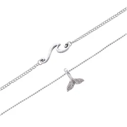 Anklets Ny sommarvindvåg Anklet Beach Mermaid Tail 2-Piece Set Drop Delivery Jewelry Dhwez