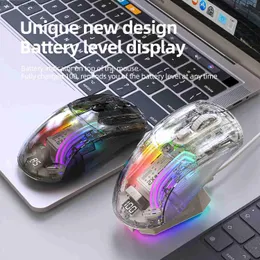 Camundongos ataques de ataque x2 Pro Wireless Bluetooth Mouse 2.4g C-Tipo C Mouse RGB transparente legal com suporte de carregamento magnético Adequado para PC Y240407