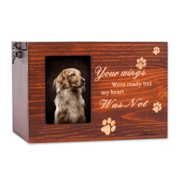Other Dog Supplies Pet Memorial Urns For Or Cat Ashes Wooden Personalized Funeral Cremation Urn With Po Frame Keepsake Memory Box Loss Dht4Q