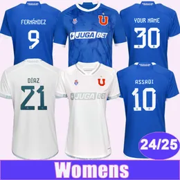 24 25 Universidad de Chile Womens Soccer Jerseys FERNANDEZ PALACIOS ASSADI MATEOS DIAZ Home Blue Away White Football Shirt Short Sleeves Adult Uniforms