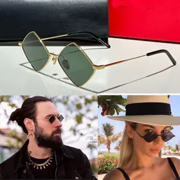 Designer Fashion Metal Frame Sunglasses Diamond shaped eyewear Ultra light thin edged alloy small glasses Designer's luxurious sexy minimalist modern style SL302