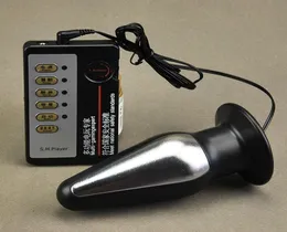 Minchas de aço inoxidável electro choque anal brinquedos sexuais anal para homens ou mulheres terapia de choque elétrico Butt Plug Massagers Sex Toy8535841