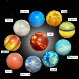 Barn Åtta planeter Bouncy Ball Stress Relief Toys Moon Solar System Education Science Decompression Squeeze Toy Teaching Aid