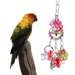 Other Bird Supplies Pet Parrot Cage Toys Hanging Chew Acrylic Mirror String Toy With Bell For Parakeet
