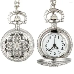 Pocket Watches Fashion Women Women Quartz Assista Alloy Hollow Flowers Lady Girl Sweater Chain colar Pingente Relógio Presentes